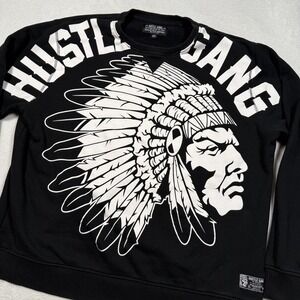 Hustle Gang Sweatshirt Mens 4XL Black Crewneck Graphic Print Pullover Streetwear